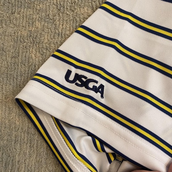 2020 U.S. Open Winged Foot Shirt Polo Mens Medium White Stripe Golf Ralph Lauren - Picture 5 of 12